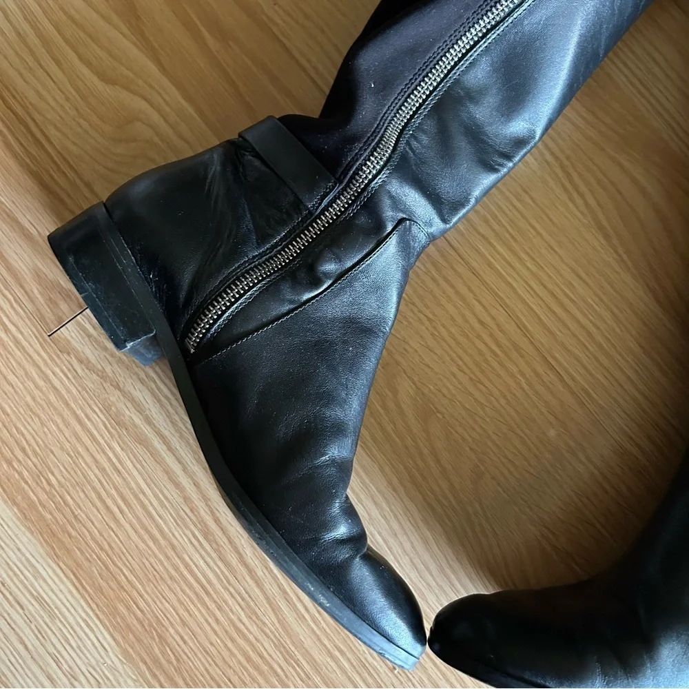 Michael Kors Black Leather Hamilton Tall Boots 6.5M
